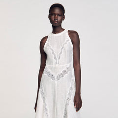 Sandro / Lace trim maxi dress White