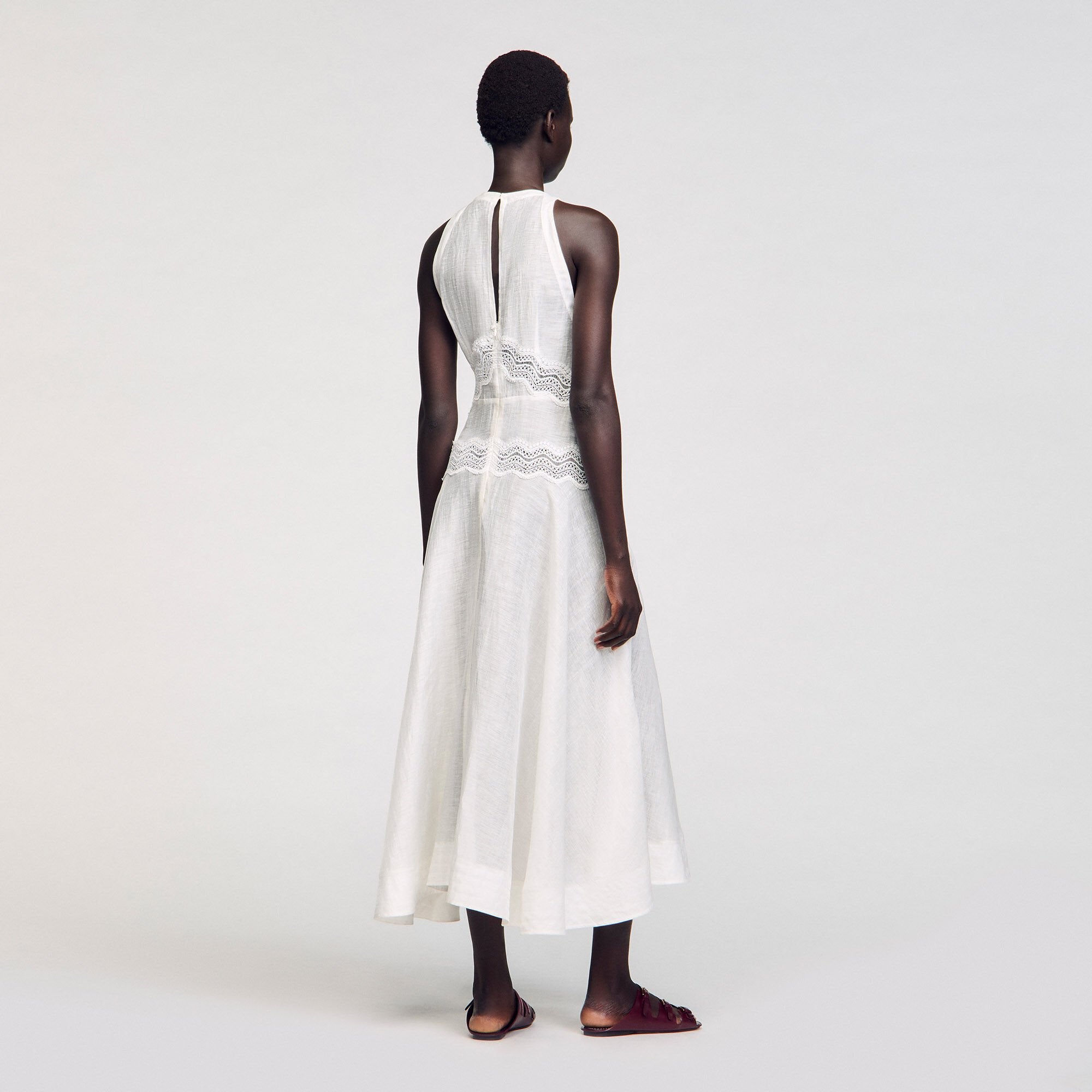 Sandro / Lace trim maxi dress White