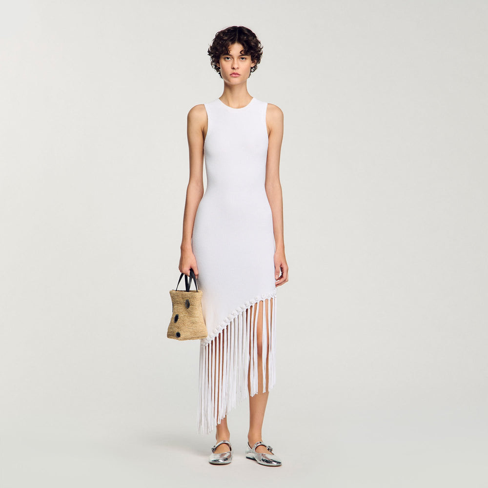 Sandro / Fringed crochet dress White