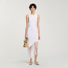 Sandro / Fringed crochet dress White