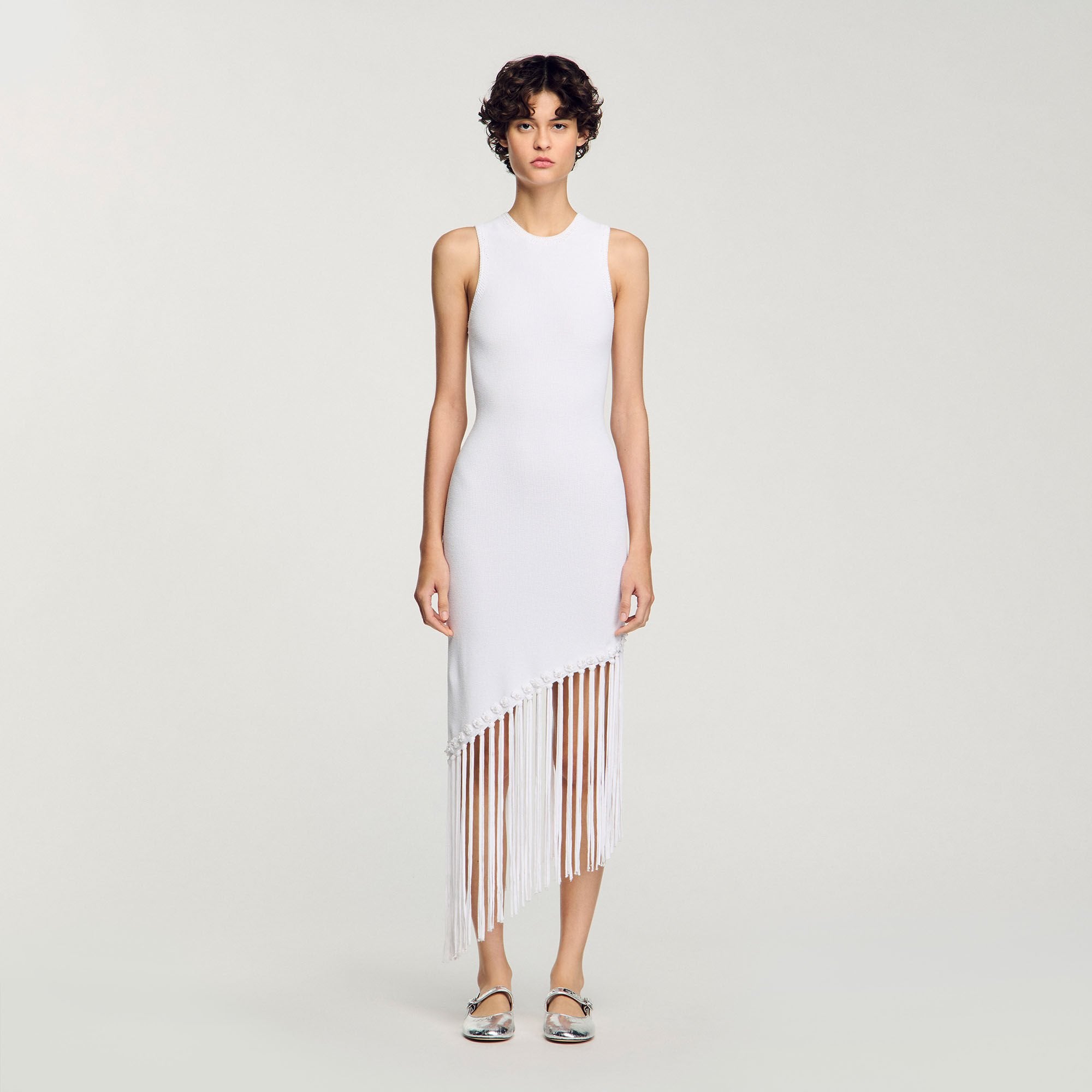 Sandro / Fringed crochet dress White