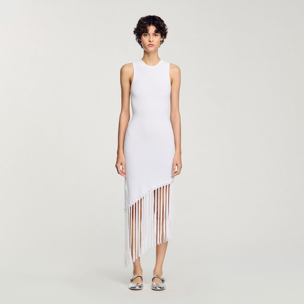 Sandro / Fringed crochet dress White