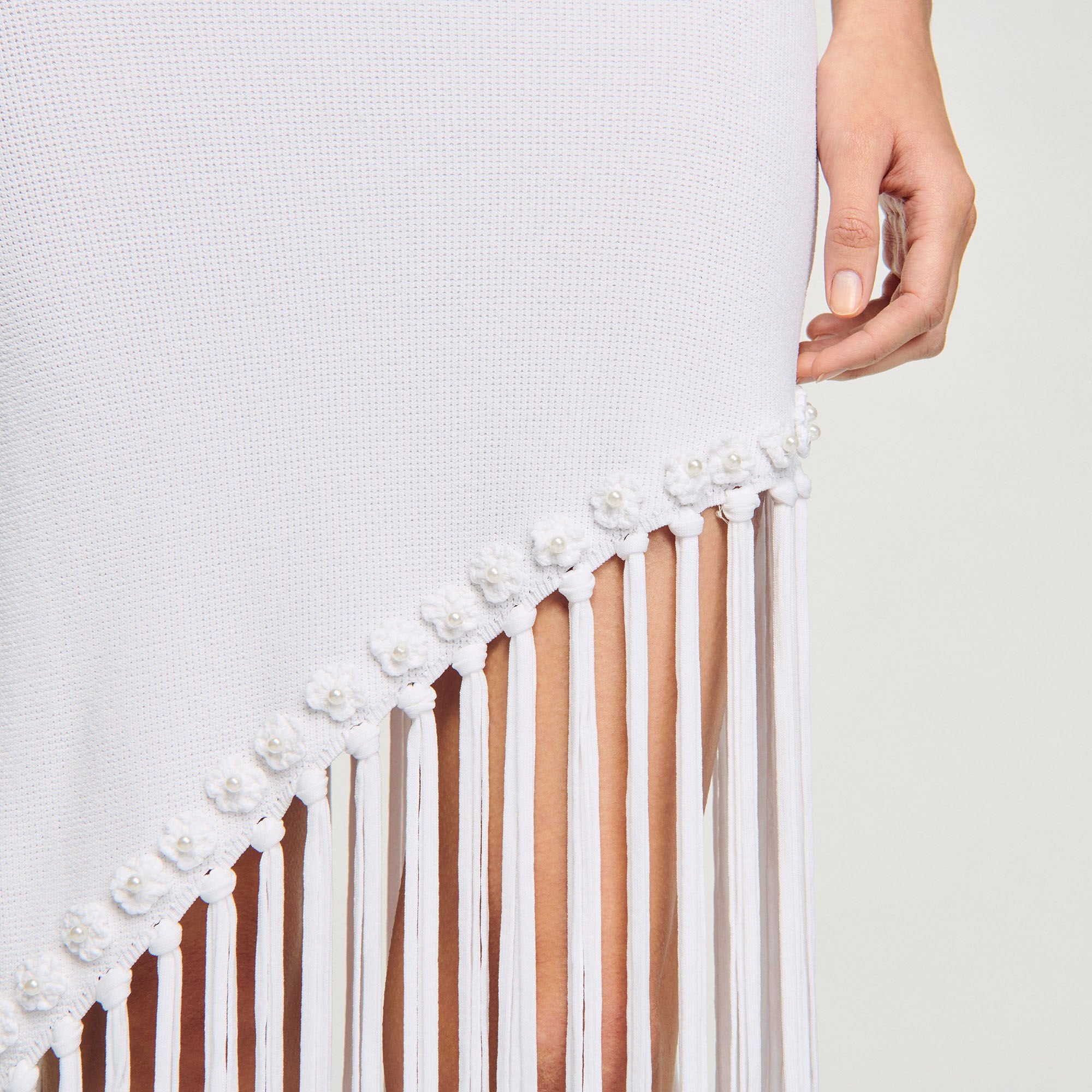 Sandro / Fringed crochet dress White