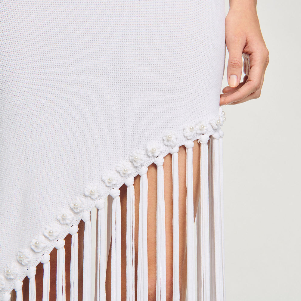 Sandro / Fringed crochet dress White