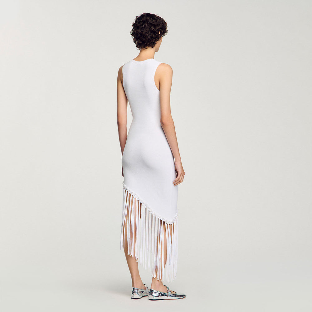 Sandro / Fringed crochet dress White