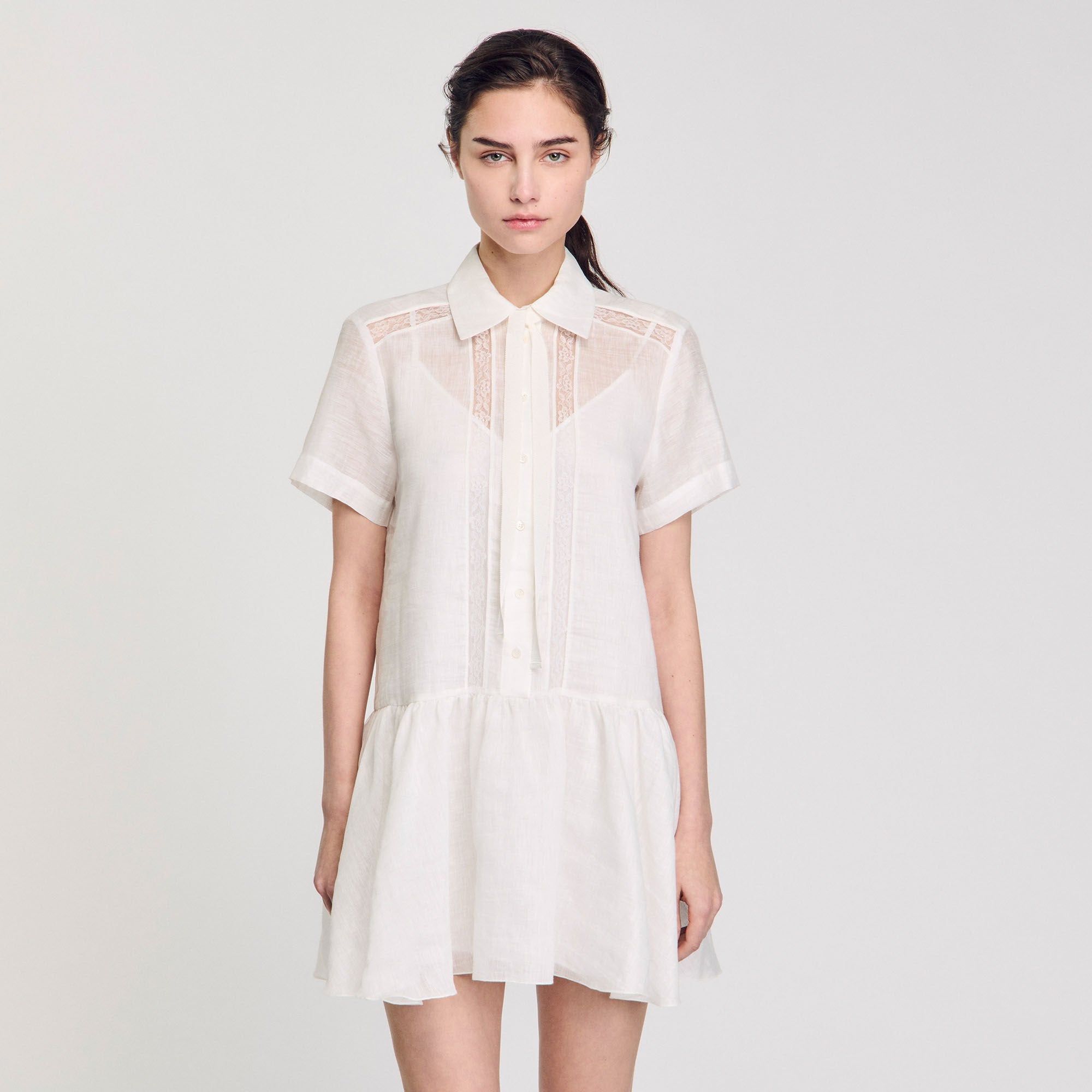 Sandro / Mini dress with lace details White