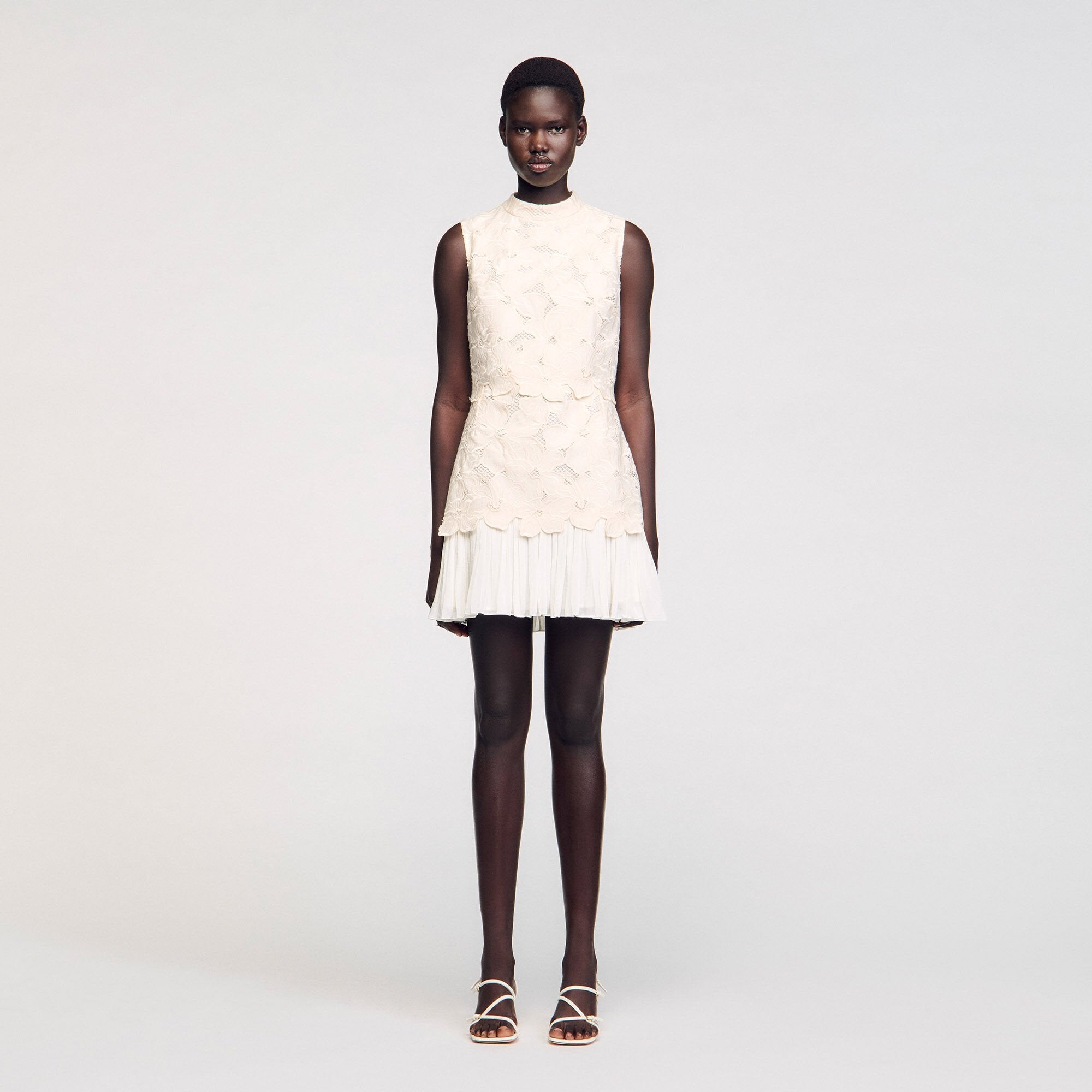 Sandro / Mini guipure dress Ecru
