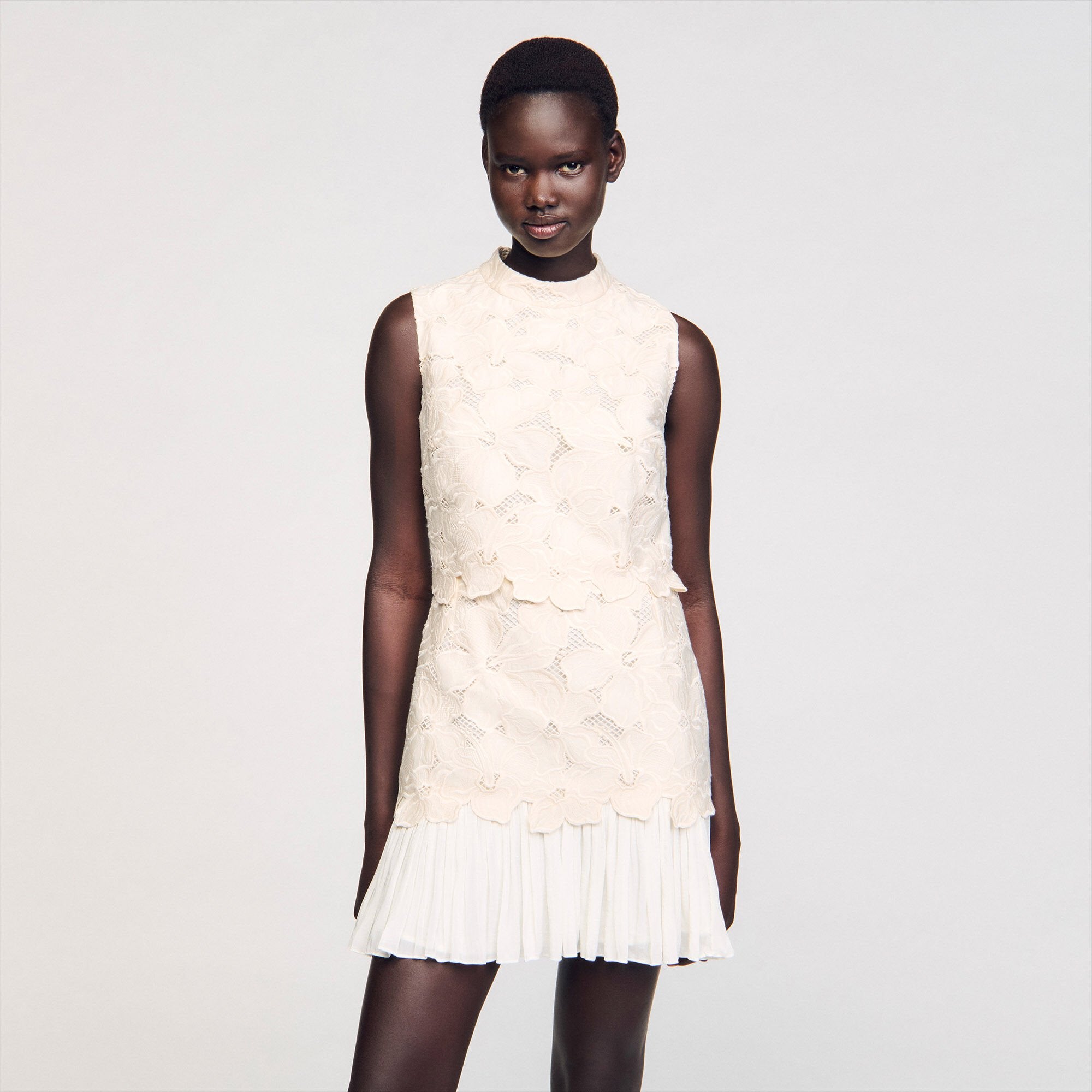 Sandro / Mini guipure dress Ecru
