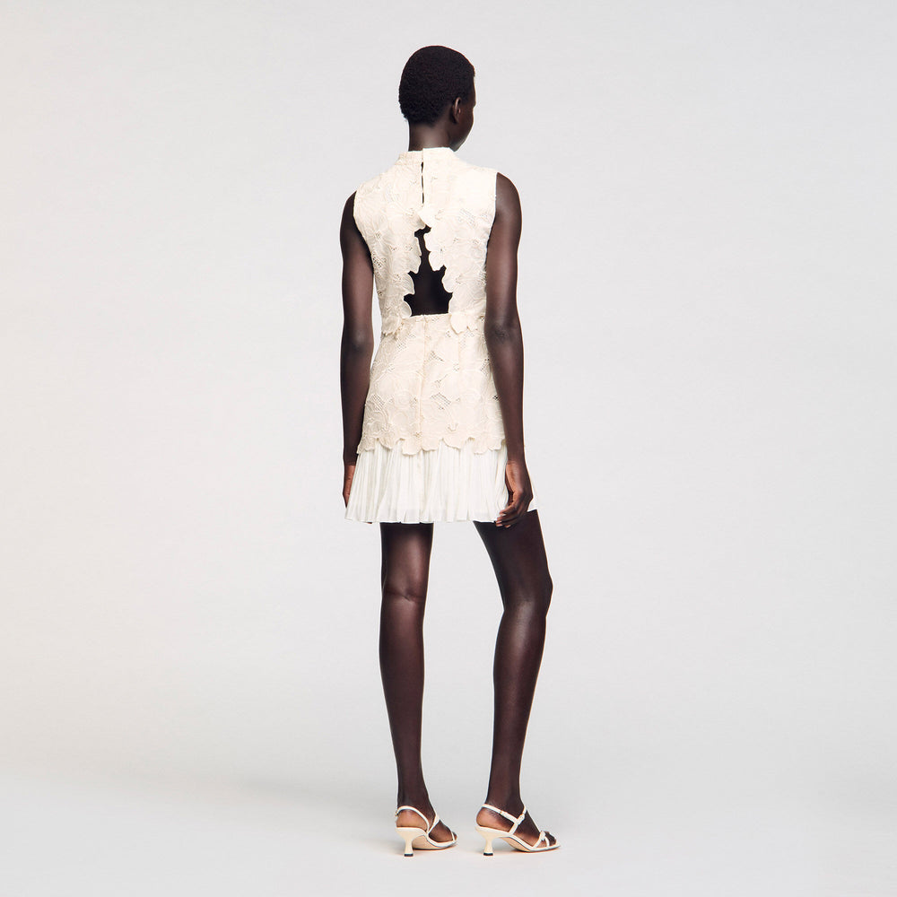 Sandro / Mini guipure dress Ecru