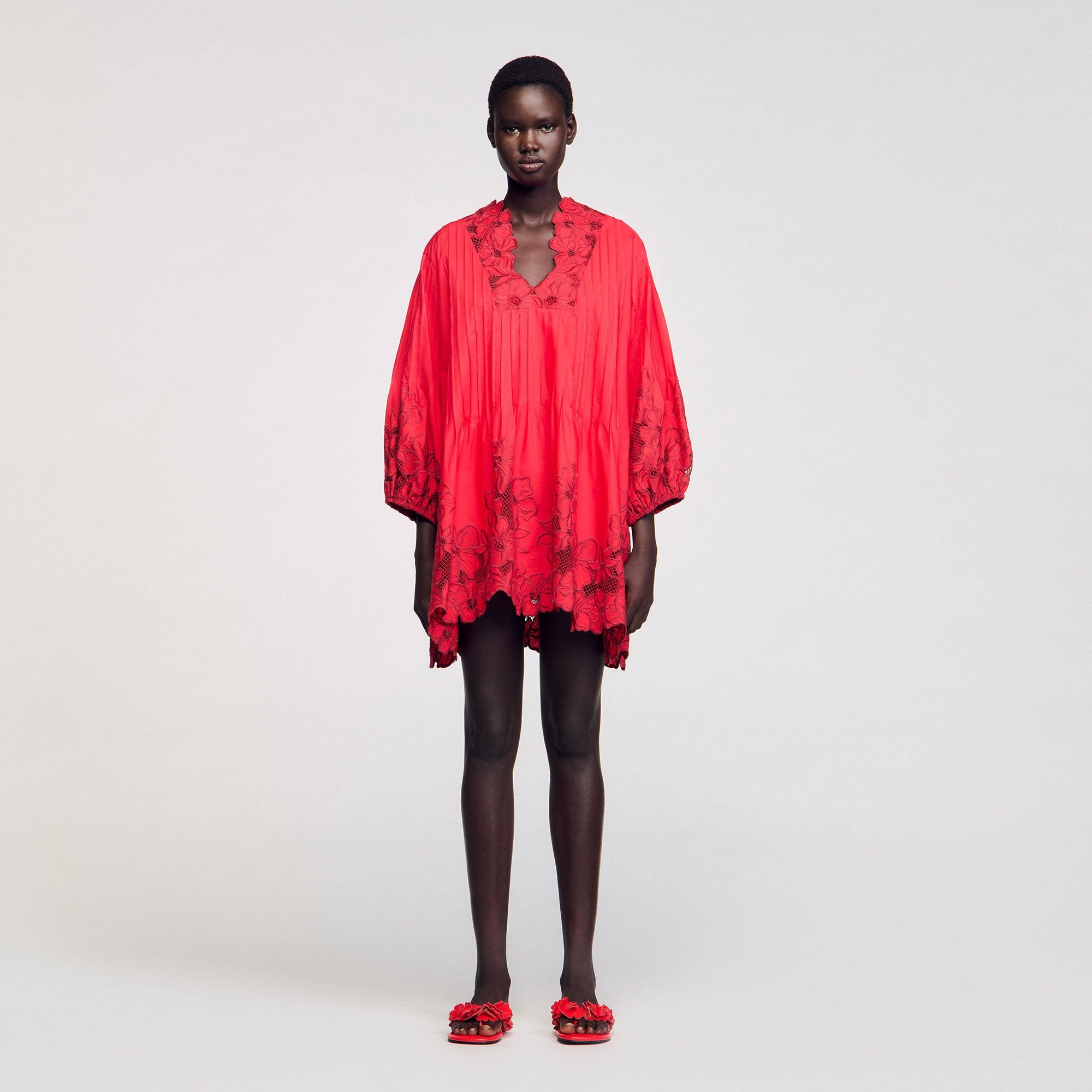 Sandro / Mini dress with floral details Red