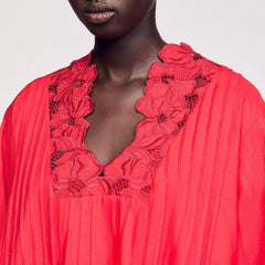 Sandro / Mini dress with floral details Red