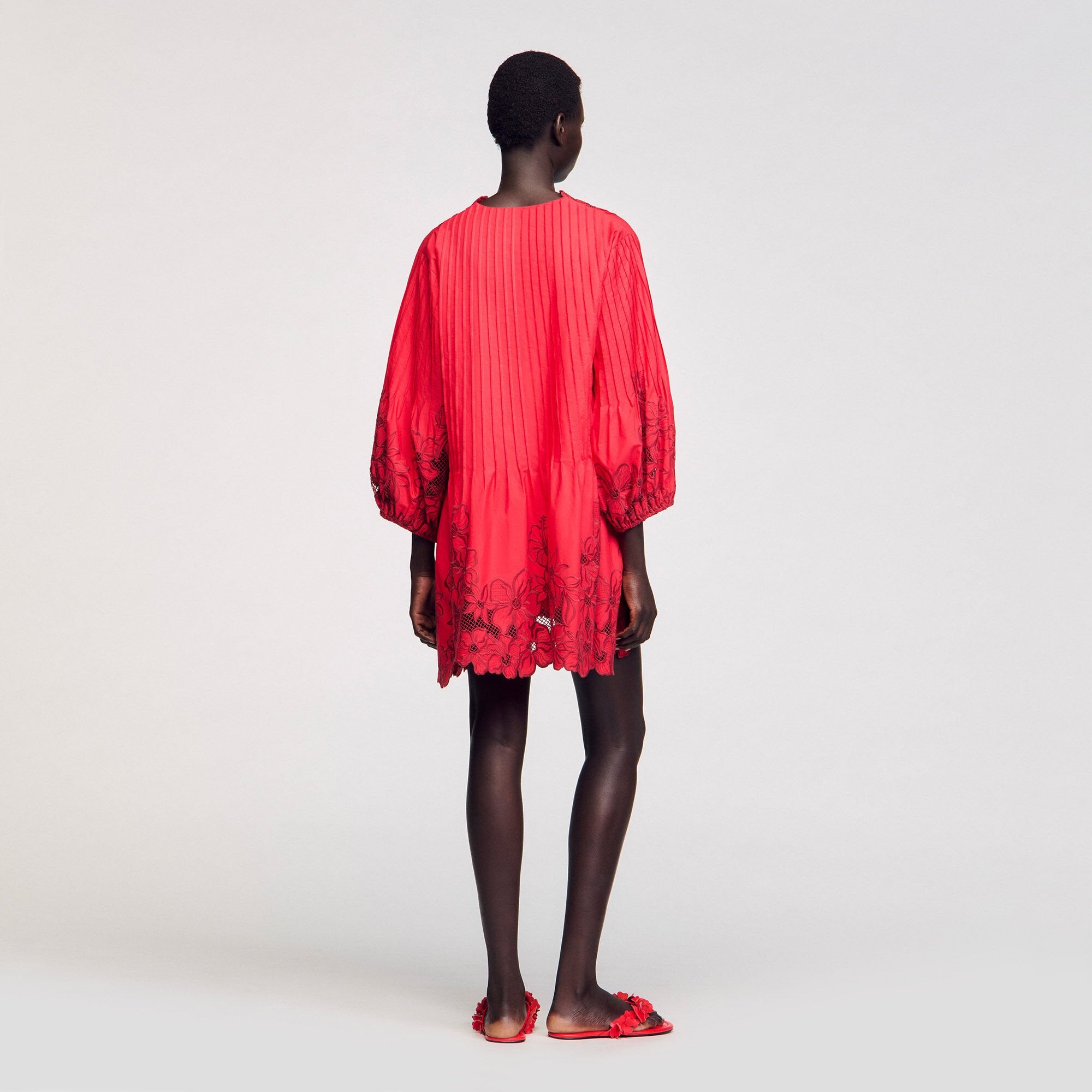 Sandro / Mini dress with floral details Red