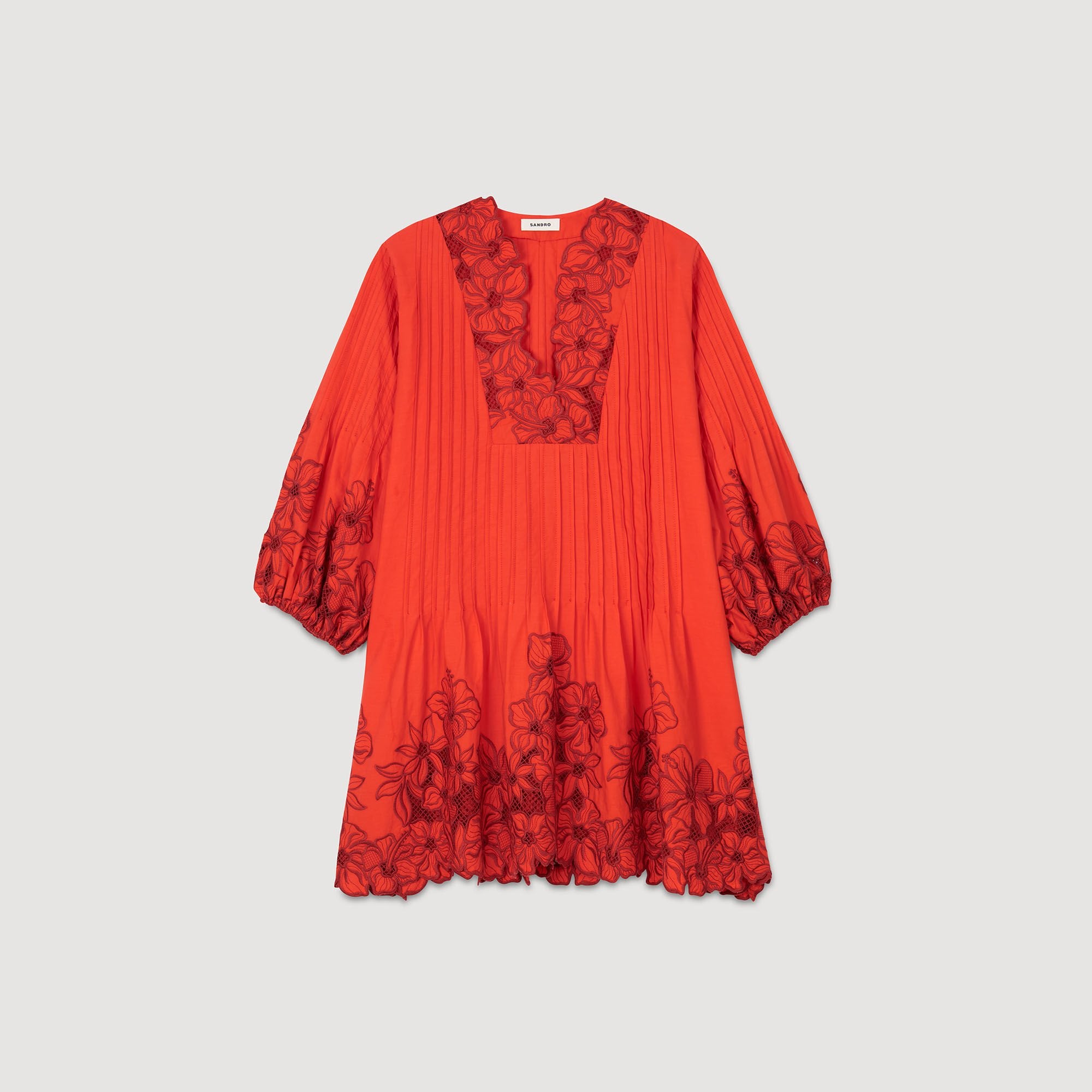 Sandro / Mini dress with floral details Red