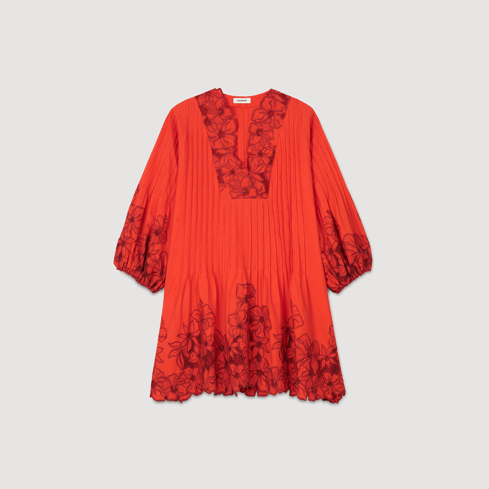 Sandro / Mini dress with floral details Red