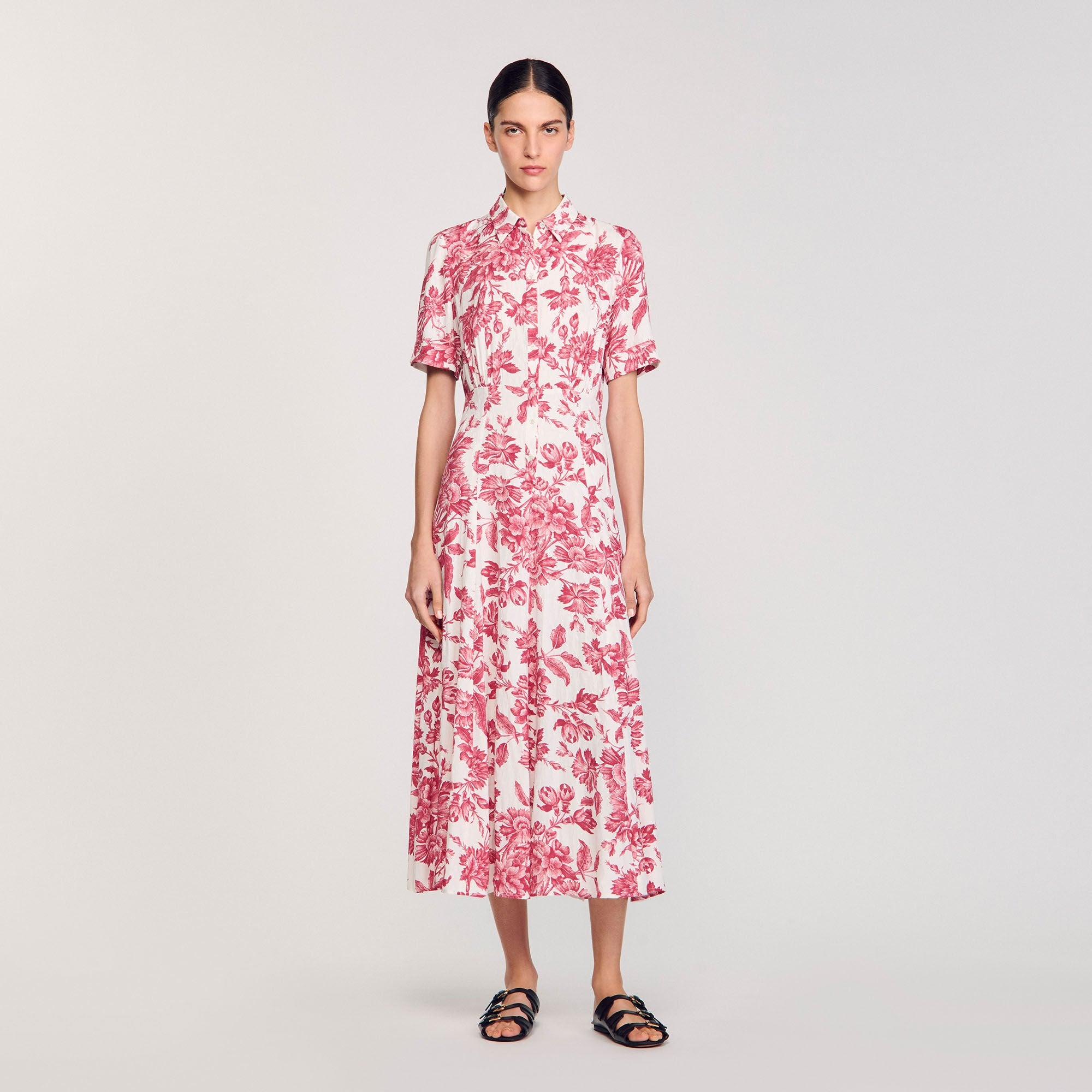 Sandro / Floral patterned maxi dress White / Red