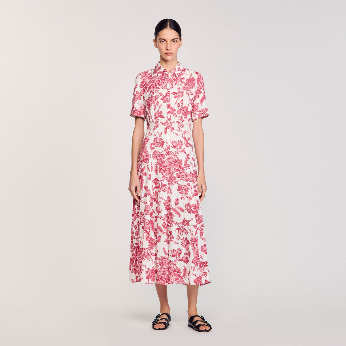 Sandro / Floral patterned maxi dress White / Red