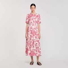 Sandro / Floral patterned maxi dress White / Red