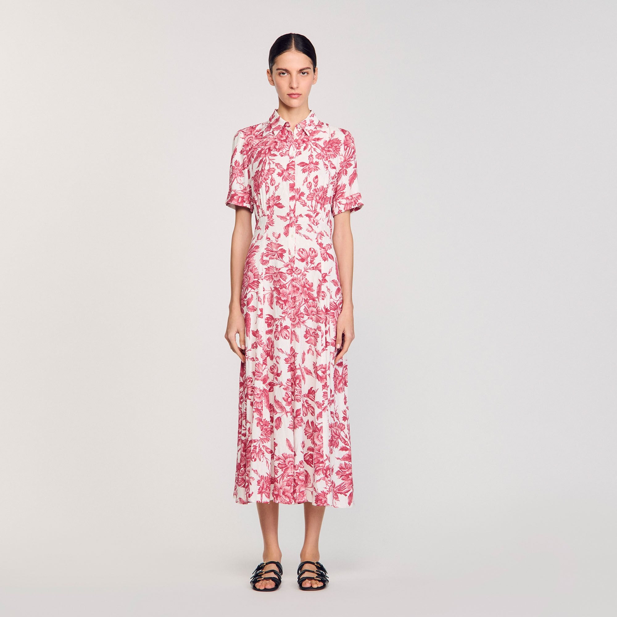 Sandro / Floral patterned maxi dress White / Red