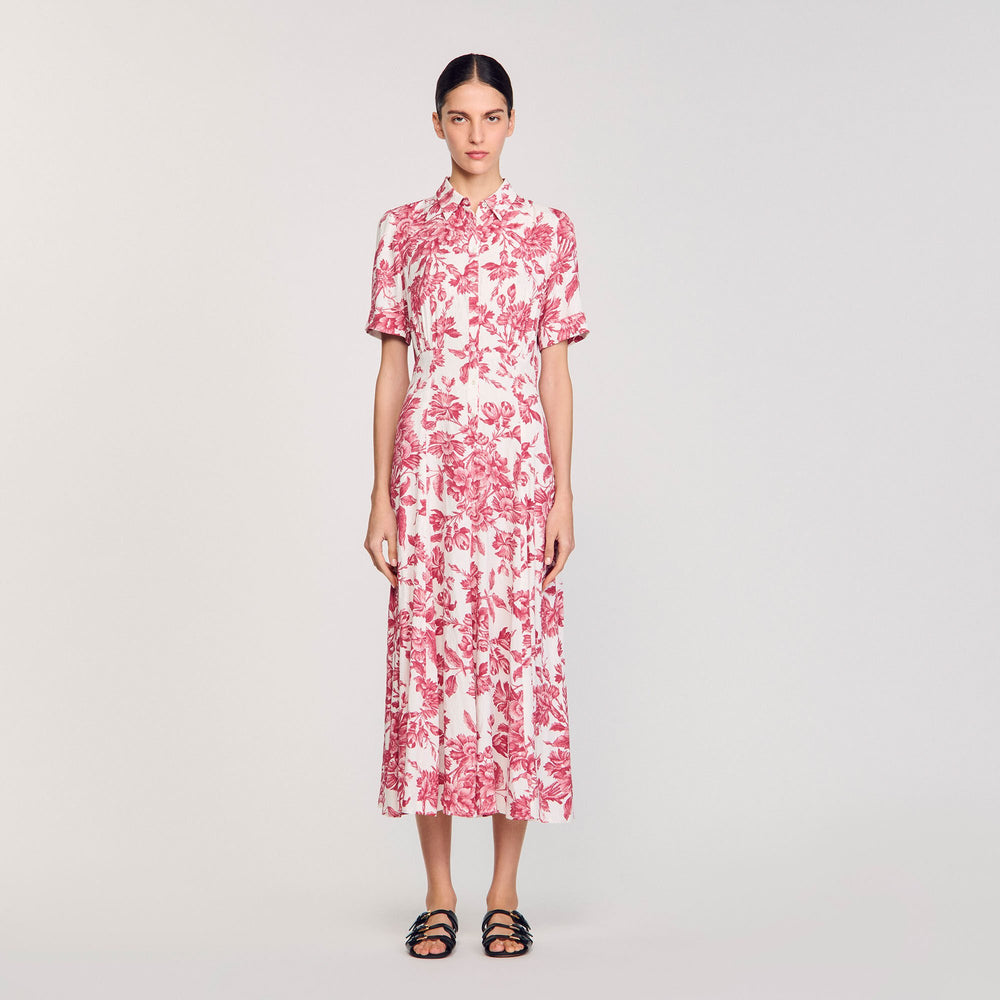 Sandro / Floral patterned maxi dress White / Red