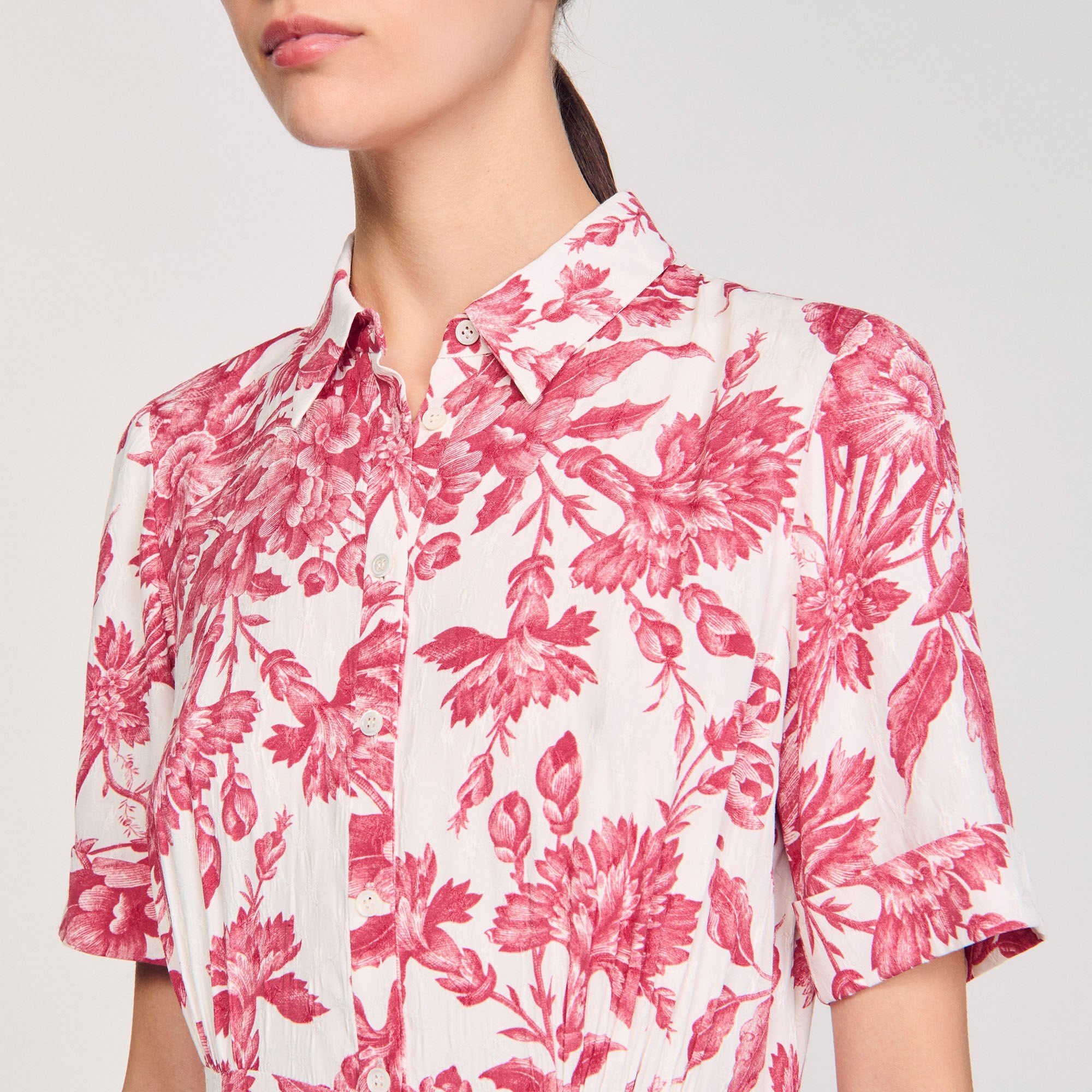 Sandro / Floral patterned maxi dress White / Red