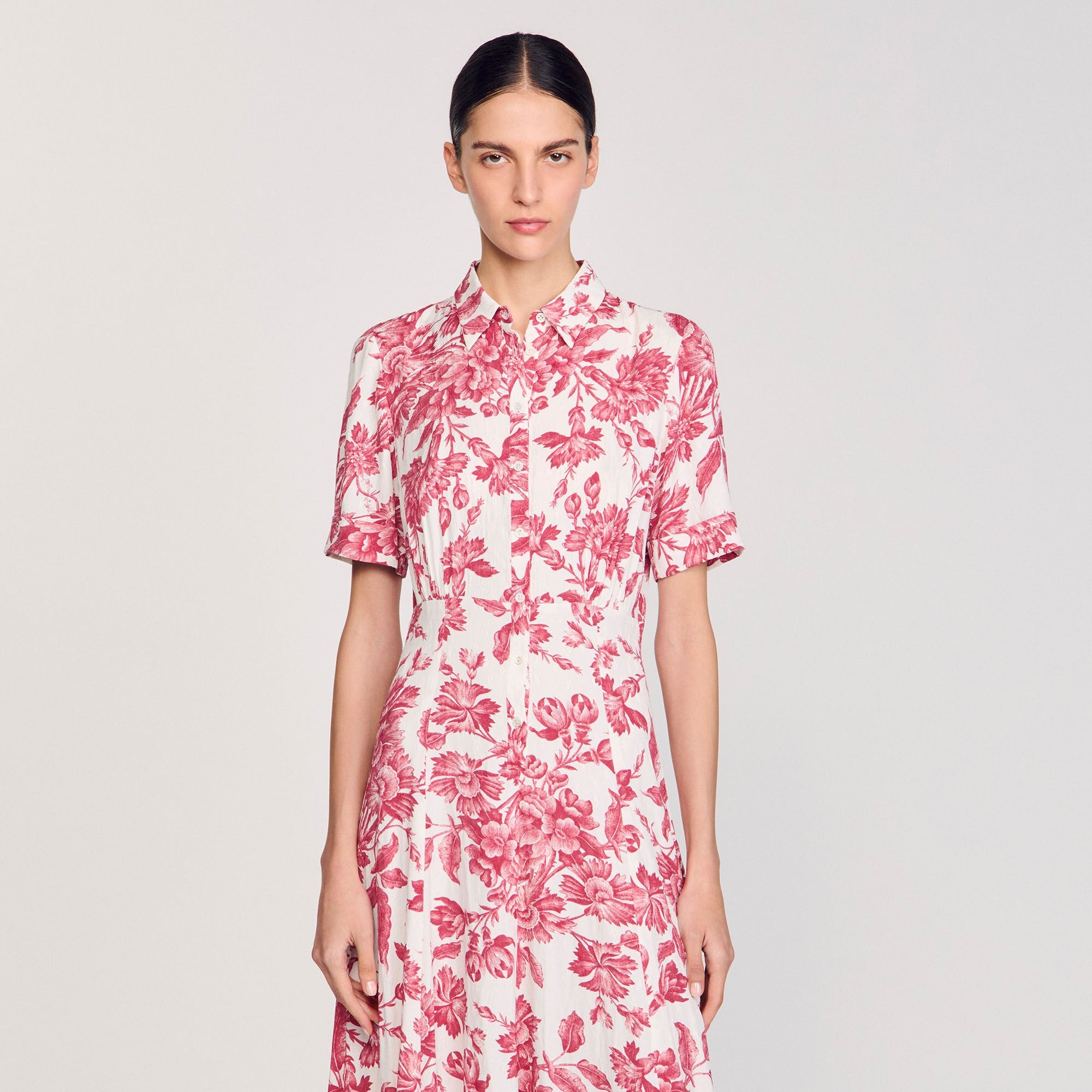 Sandro / Floral patterned maxi dress White / Red