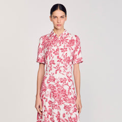 Sandro / Floral patterned maxi dress White / Red