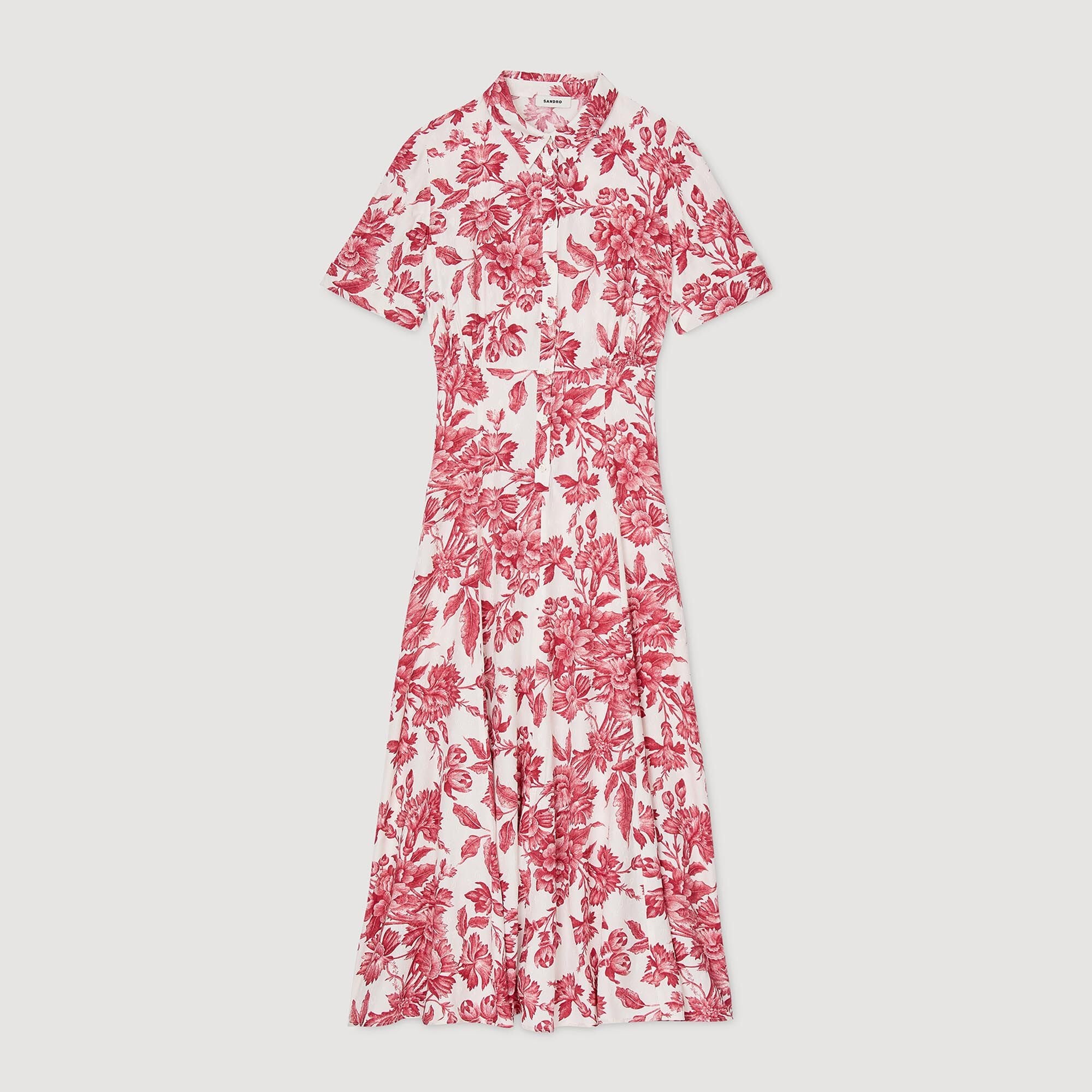 Sandro / Floral patterned maxi dress White / Red