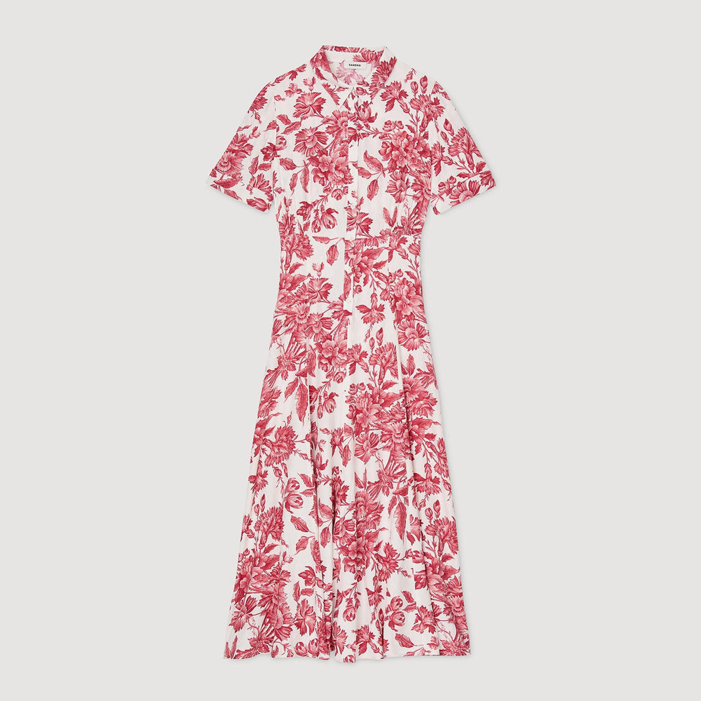 Sandro / Floral patterned maxi dress White / Red