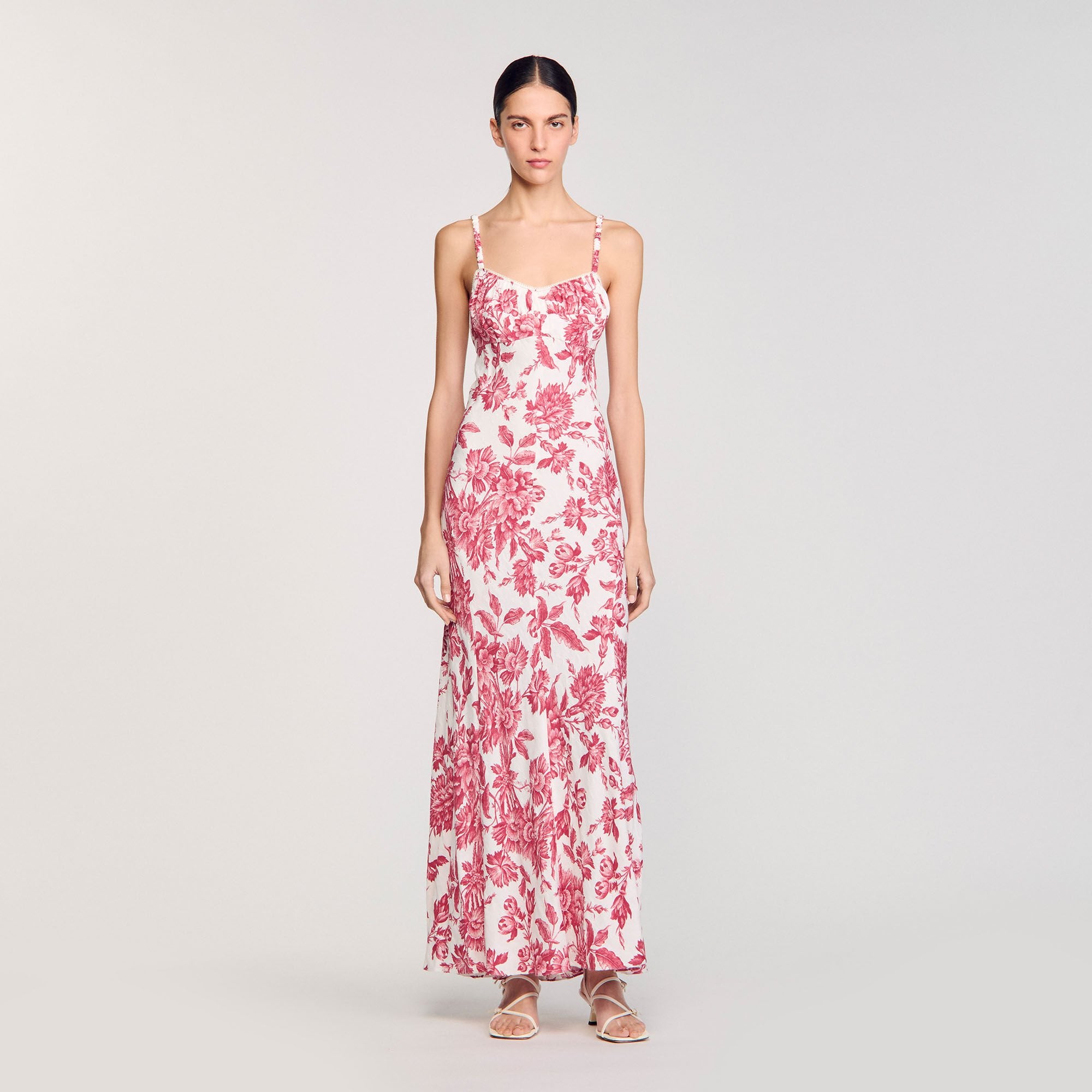Sandro / Floral print maxi dress White / Red