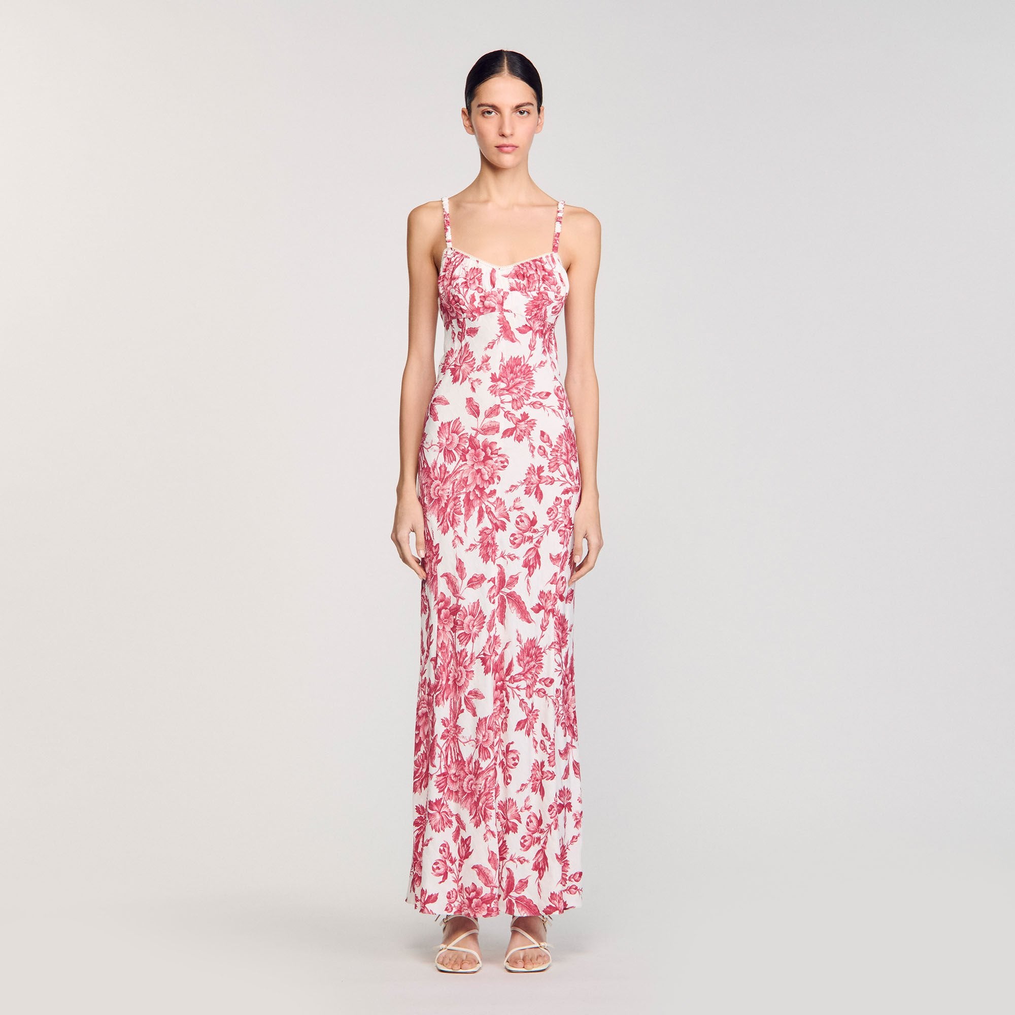 Sandro / Floral print maxi dress White / Red