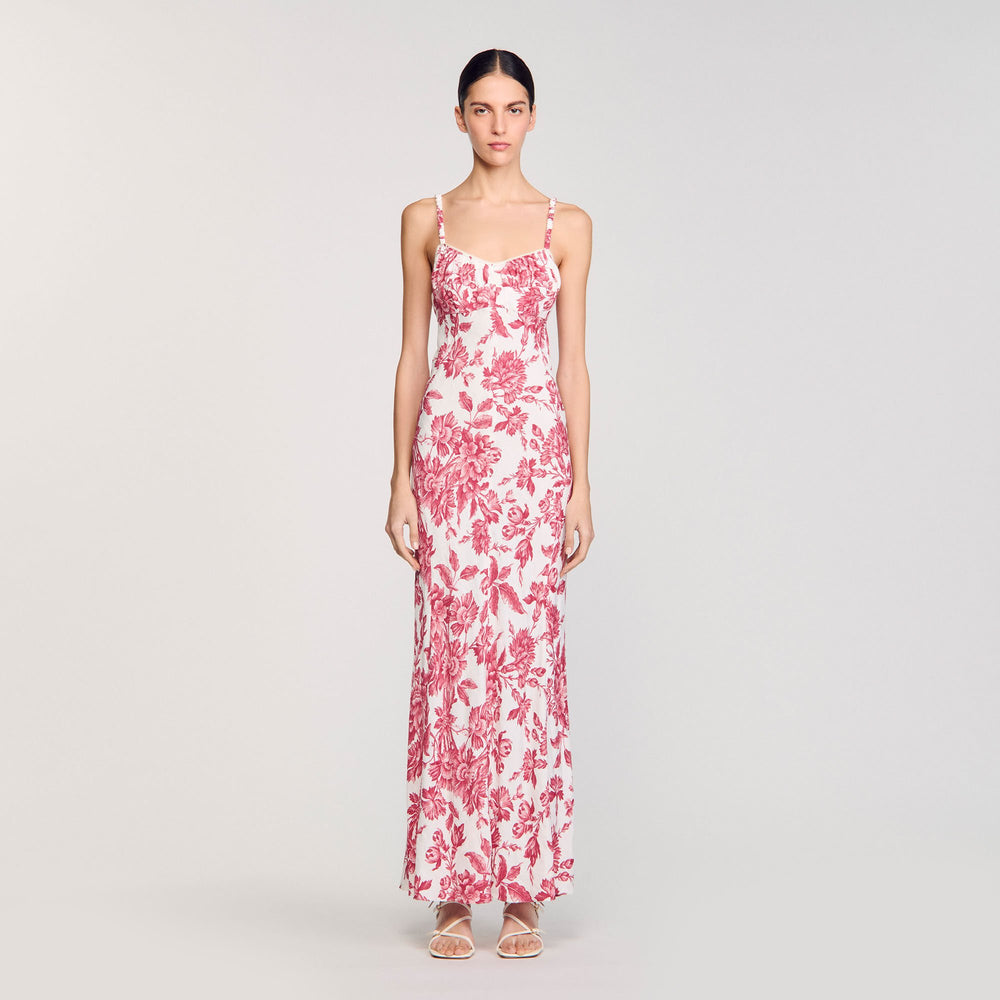 Sandro / Floral print maxi dress White / Red