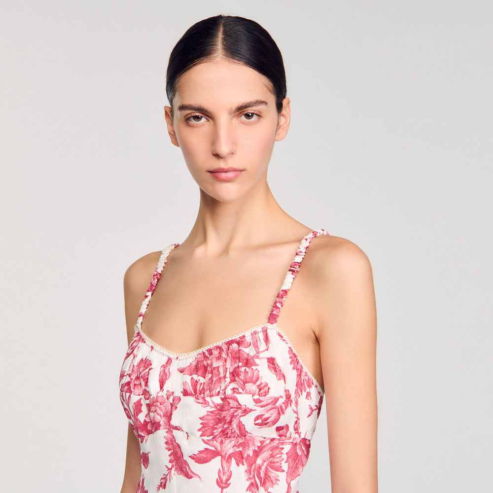 Sandro / Floral print maxi dress White / Red