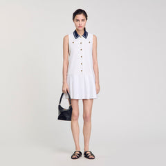 Sandro / Mini dress with contrasting collar White