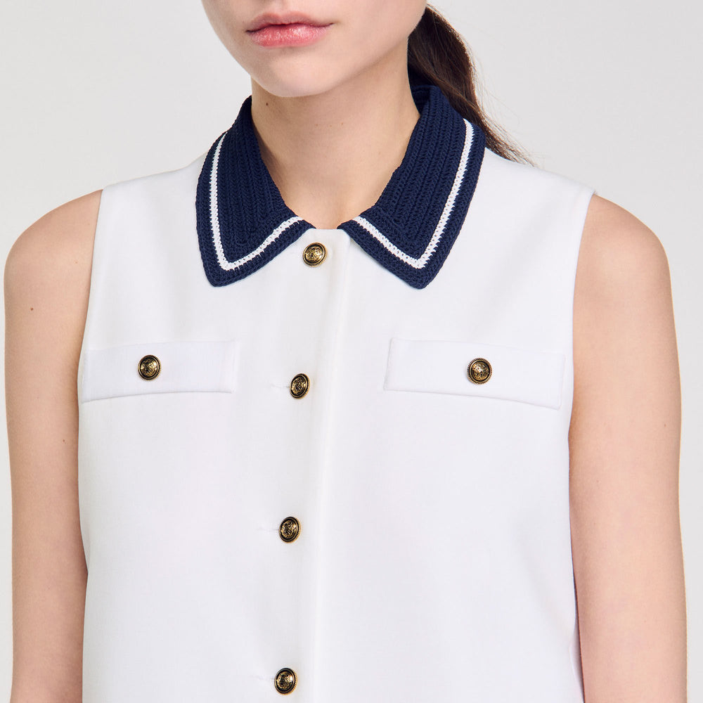 Sandro / Mini dress with contrasting collar White
