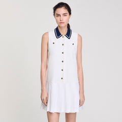 Sandro / Mini dress with contrasting collar White
