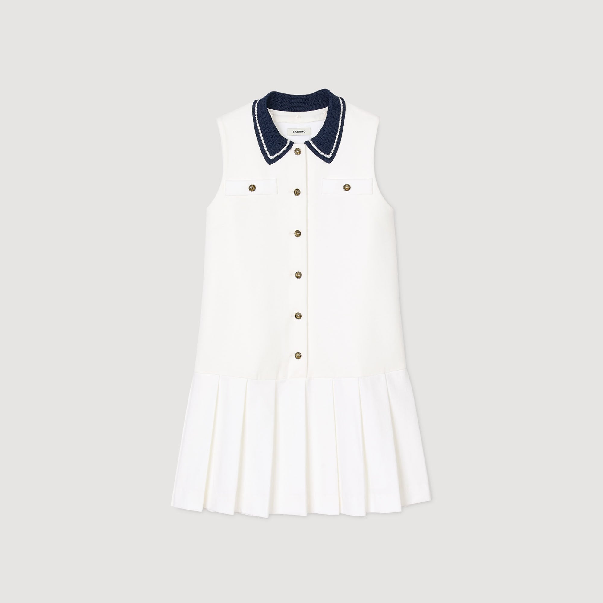 Sandro / Mini dress with contrasting collar White