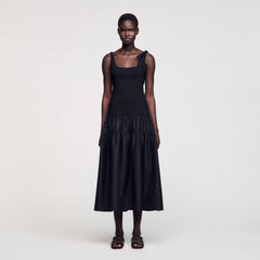 Sandro / Maxi dual-material dress Black