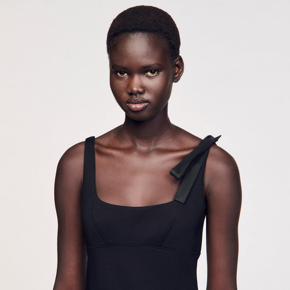 Sandro / Maxi dual-material dress Black