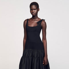 Sandro / Maxi dual-material dress Black