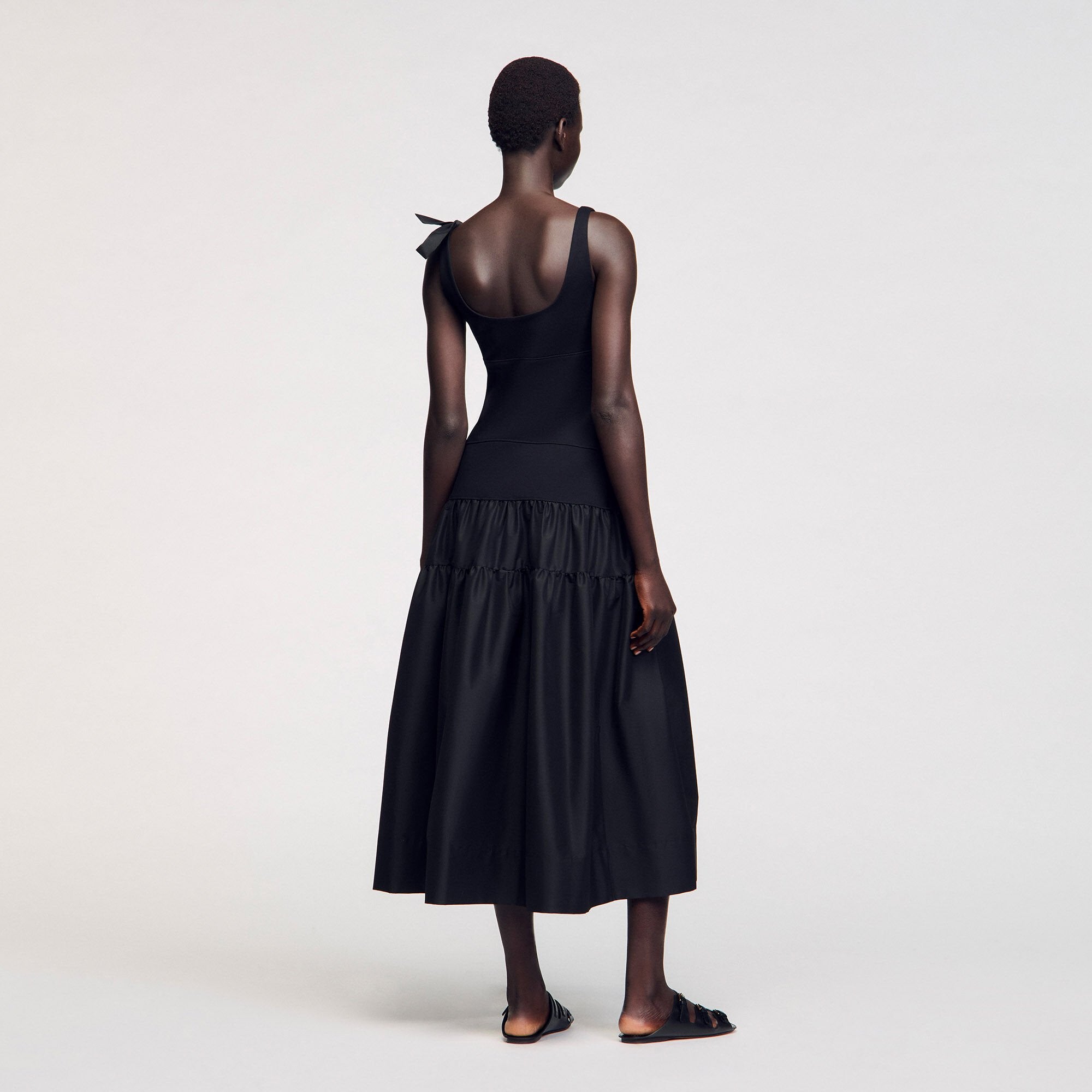 Sandro / Maxi dual-material dress Black