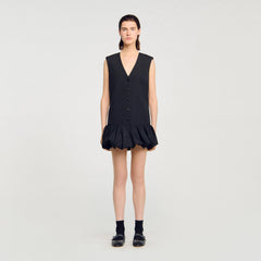 Sandro / Mini tailored dress with ruffle Black