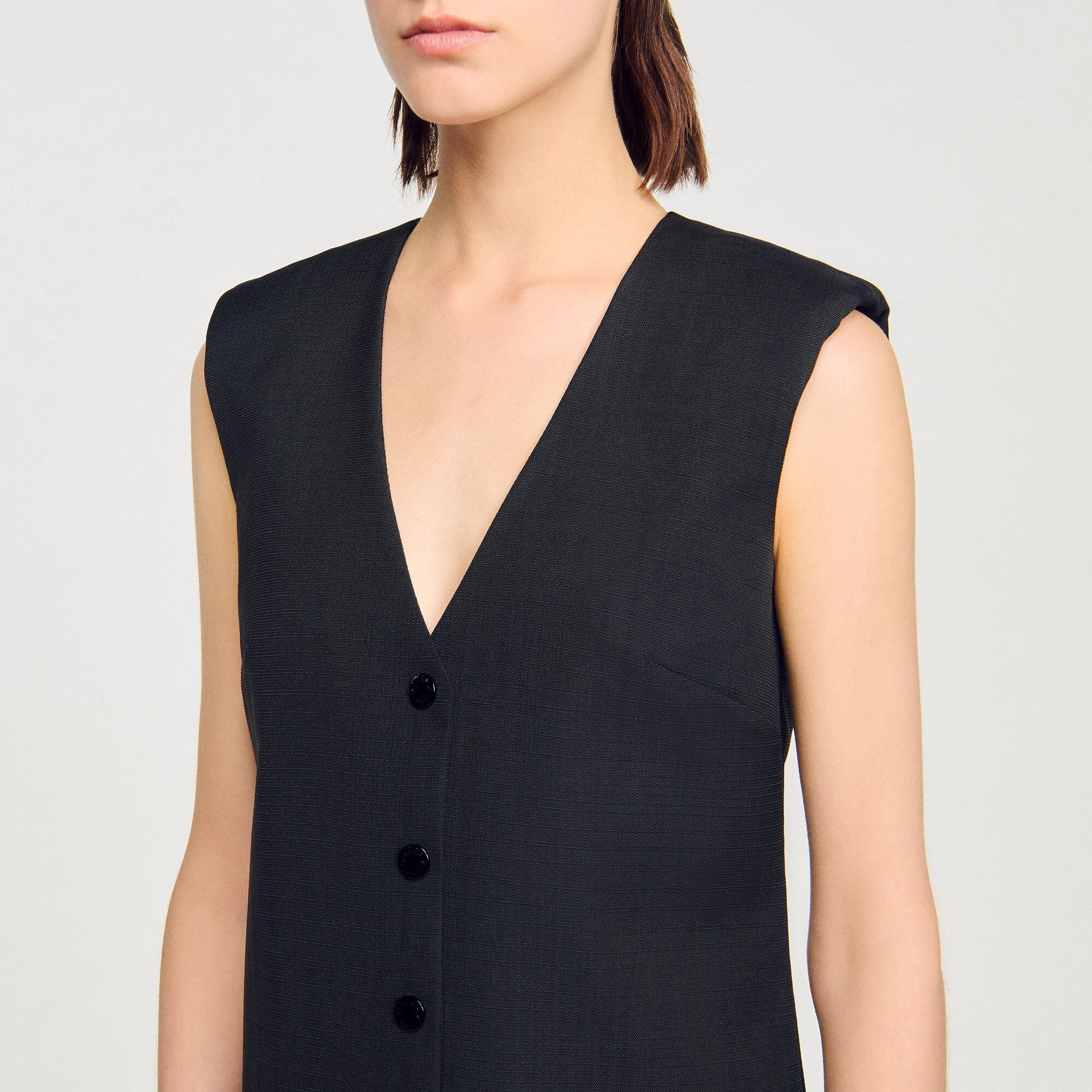 Sandro / Mini tailored dress with ruffle Black
