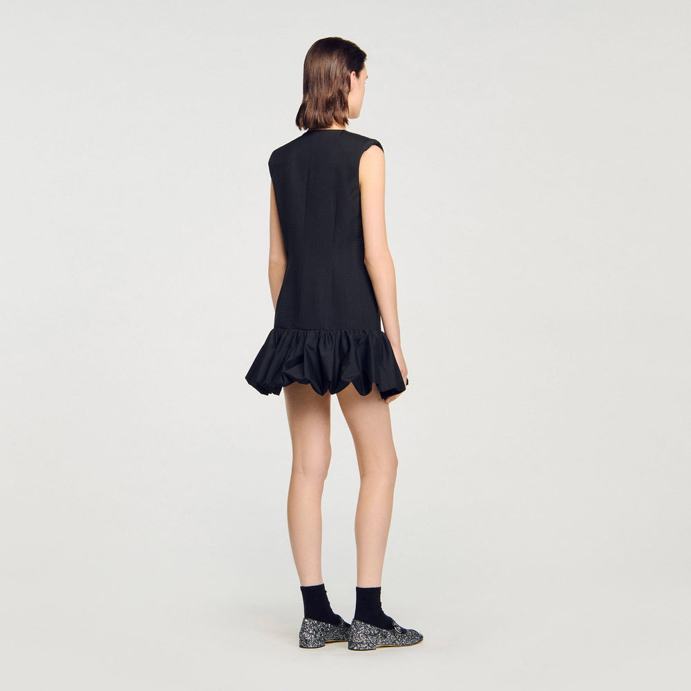 Sandro / Mini tailored dress with ruffle Black