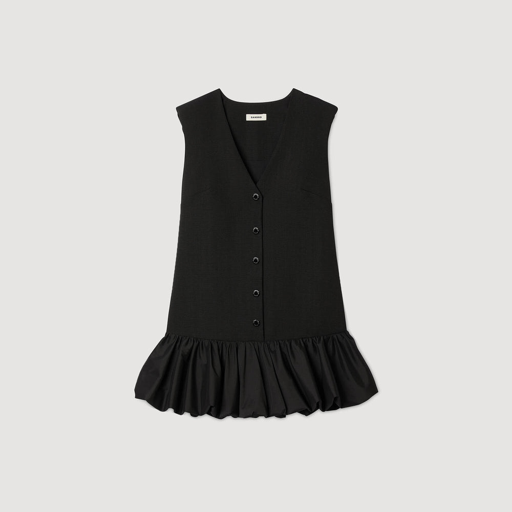 Sandro / Mini tailored dress with ruffle Black