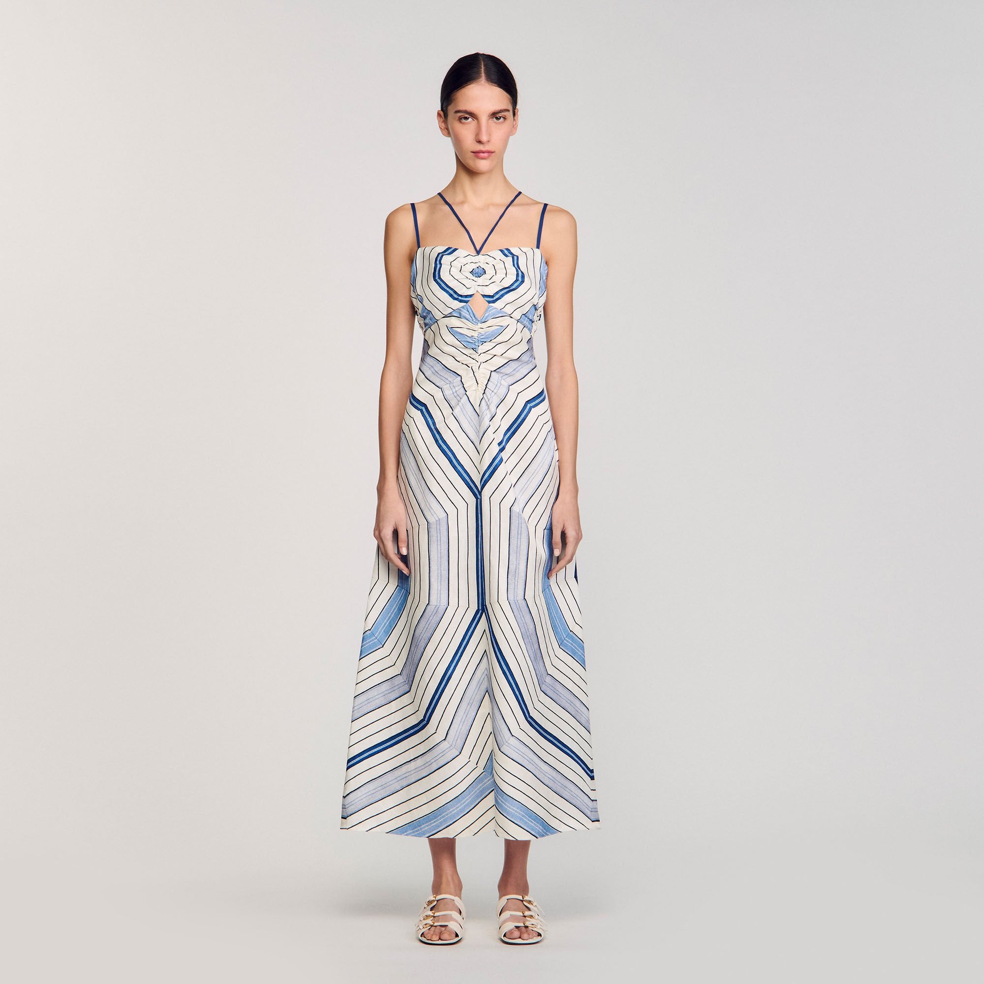 Sandro / Spiral-motif maxi dress Sky Blue