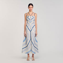 Sandro / Spiral-motif maxi dress Sky Blue