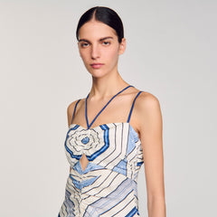 Sandro / Spiral-motif maxi dress Sky Blue