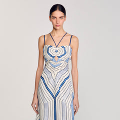 Sandro / Spiral-motif maxi dress Sky Blue