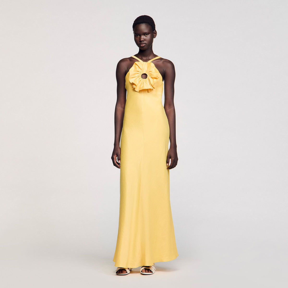 Sandro / Floral detail maxi dress Straw