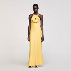 Sandro / Floral detail maxi dress Straw